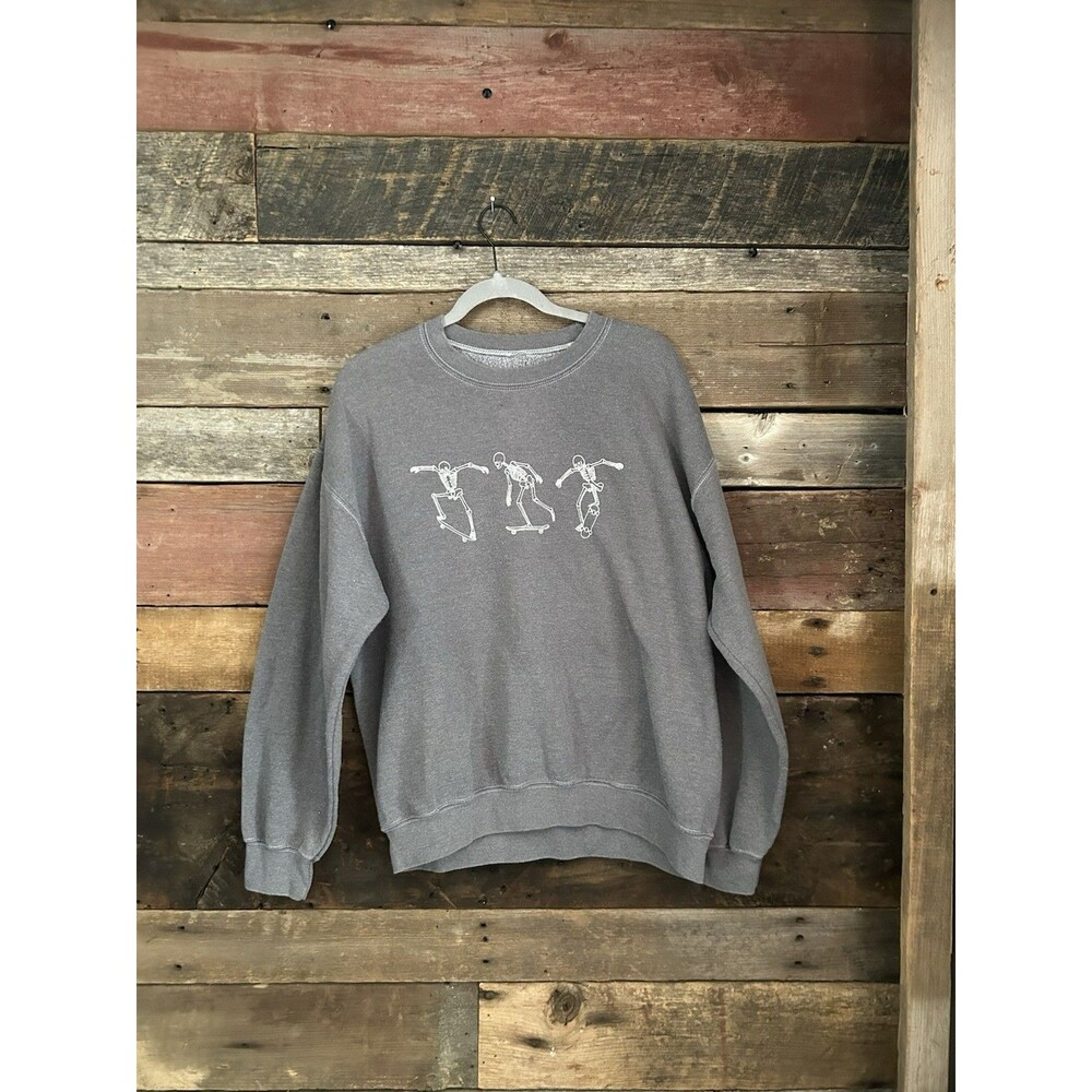 Full Tilt Men's Skeleton Skateboard Pullover Sweatshirt Large Black Crew Neck